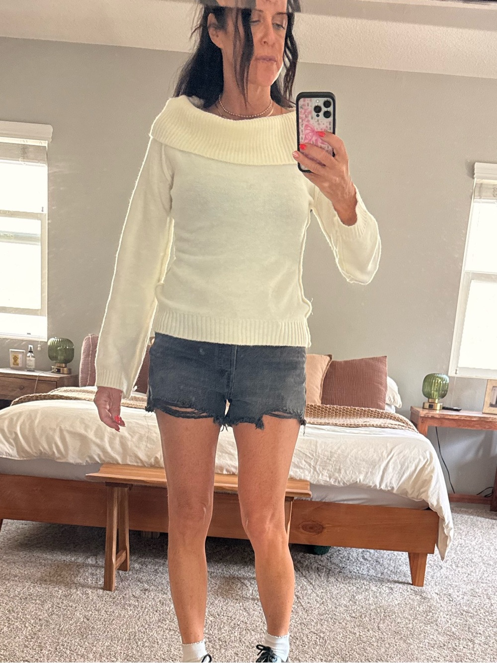 Cream off the shoulder Sweater